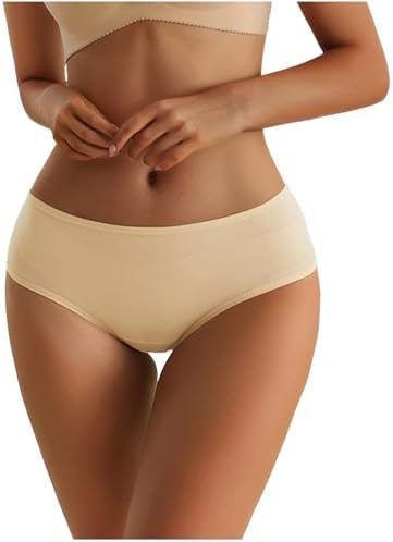 Akklian Women's Seamless Smooth Hipster No Show Ice Silk Stretch Underwear Soft Breathable Bikini Briefs Panty Solid Color
