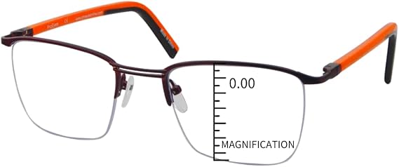 ProEyes Attitude 2, Progressive Multifocus Reading Glasses, Anti Blue Light Resin Lens, Zero Magnification on Top Lens (Square Brown, up+0.00,Down+2.75)