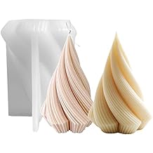 Spiral Cone Shape Silicone Candle Molds, DIY 3D Geometric Candle Molds for Candle Making Resin Soap Casting Chocolate, Xmas Pillar Tree Shape Molds for Christmas Gifts (Spiral Cone 4")
