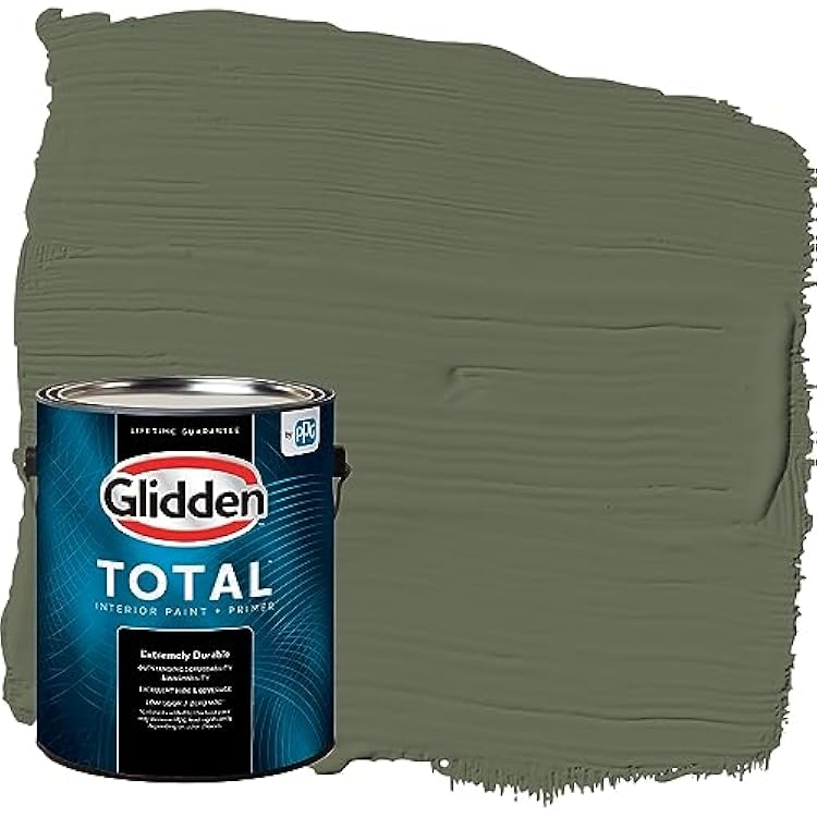 Glidden Total Interior Wall Paint & Primer All-in-One, All About OliveGreen, Semi-Gloss, 1 Gallon