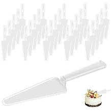 50 Pieces Disposable Cake Cutter Pie Server, 9 Inch Plastic Cake Spatula Serrated Cake Serving Utensils Plastic Pizza Cutter for Kitchen Knife Wedding Cake Slicer (Clear)