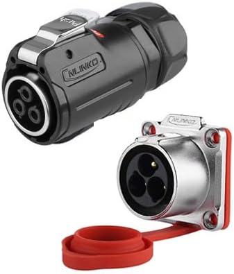 CNLINKO 3 Pin Power Industrial Circular Connector, Female Plug & Male Panel Mount Receptacles Socket Jack, Outdoor Waterproof IP67, AC DC, Heavy Duty