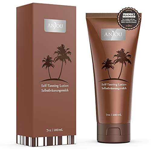 Anjou Self Tanner, Natural Sunless Tanning Lotion for Bronzing and Golden Tan, Streak-Free Medium or Dark Gradual Tan for Body, Natural Ingredients and Nourishing Formula, 7 fl.oz