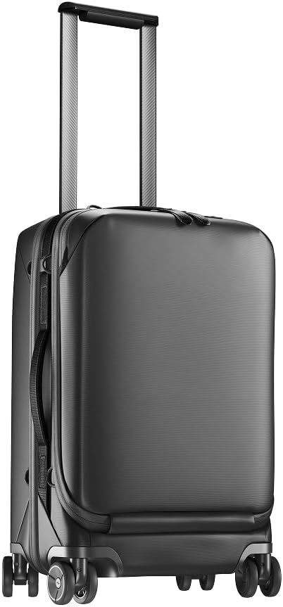 Peak Design Roller Pro Carry-On, Black, Expandable Small Suitcase with Wheels, Carbon Fiber Handle, Drawbridge Opening, Hybrid Soft/Hard Shell, Custom Hardware, Fits XL Camera Cube or Packing Cubes