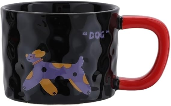 Mugs Makeup Office Retro Cup High end, Small Niche, Large Capacity Ceramic Water Cup Couple's Cup Coffee Cup for Latte, Hot Tea, Milk(Black)