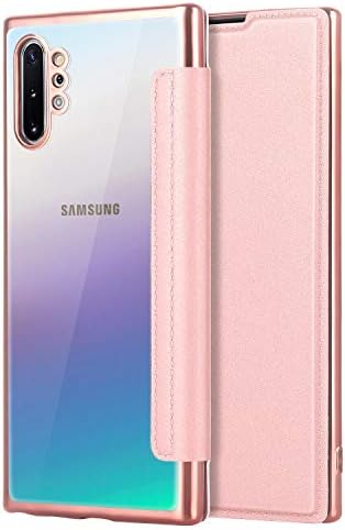 Petocase Compatible Note 10 Plus Wallet Case, Ultra Thin Slim Folio Flip Case Premium Protective PU Leather Wallet with Card Slot Clear Soft TPU Back Cover for Samsung Galaxy Note 10 Plus Rose Gold