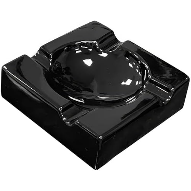Prestige Import Group - Large Ceramic Contemporary Ashtray - High Gloss Black