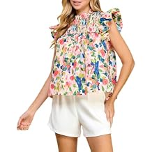 Women Y2K Flutter Short Sleeve Top Floral Peplum Babydoll Blouse Boho Ruffle Patchwork V Neck Shirt Top