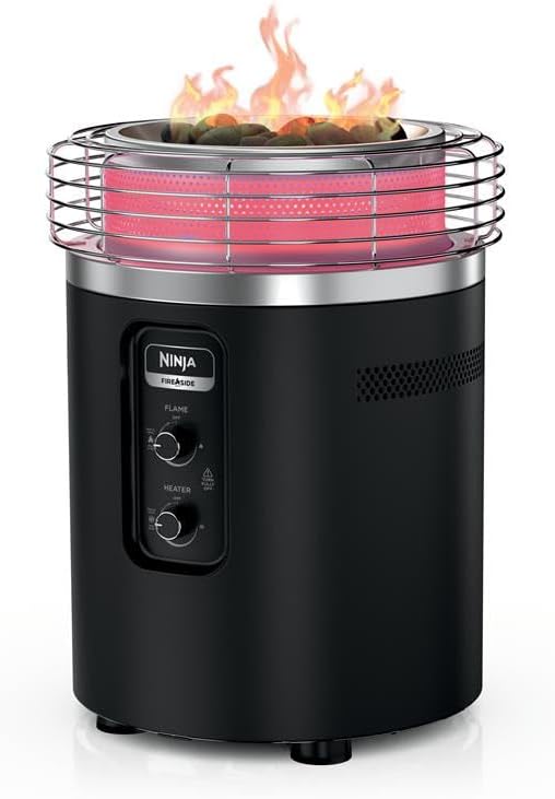 Ninja Fireside360 Fire Pit & Heater, 80,000 BTU, 3 Modes, Push Start, Black | Ninja Fireside360 offers flame, heat, or both with up to 80,000 BTUs, hassle-free dial control, and smokeless design