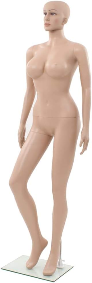 Sexy Female Mannequin with Glass Base Beige 70.9",Female Mannequin Full Body Realistic Adjustable Mannequin,Detachable Plastic Manikin Body Female, Realistic Display Mannequin