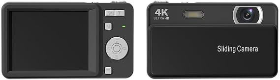 4K 64MP M15 Integrated CCD Digital Camera with 32GB TF Card, Slide Design Student Pocket Camera for Travel Shoots Recording, 2.8 Inch Screen Fast AF(Black)