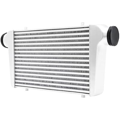 Universal Intercooler, 25 x 12 x 3 inch Aluminum Turbo Intercooler, 3 inch Inlet & Outlet Intercooler Kit 5-50PSI, Aluminum Front Mount Intercooler for Any Turbo Charger System, Direct Replacement