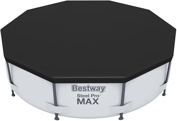 Bestway 58036-19 Flowclear Swimming Pool Cover for Steel Pro Max Round Pools, 10 ft, Black