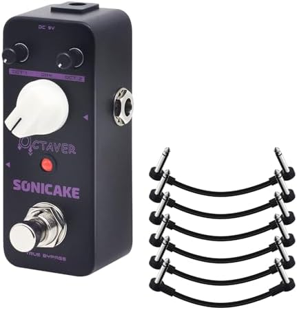 SONICAKE Octave Guitar Pedal with 6 Pack 6 Inch Patch Cable