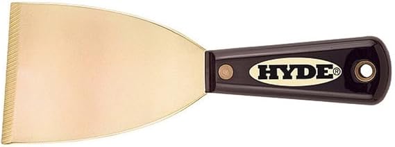 Hyde Tools 02420 3-Inch Brass Stiff Chisel Scraper, Black and Silver