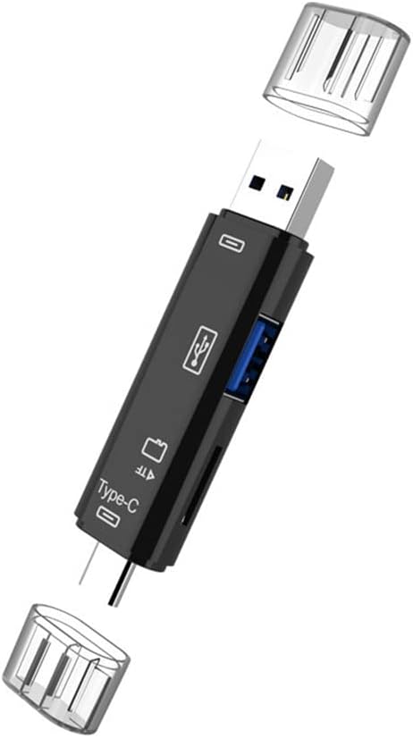 5 in 1 USB 2.0 Type C/USB/Micro-USB/TF/SD Memory Card Reader OTG Card Reader Adapter Mobile,Black