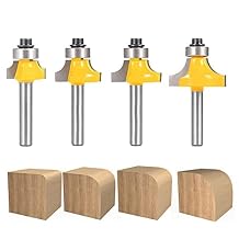 Roundover Router bit Set by TOOLDO i141/4 inch Shank,4pcs Router bit Seti14Bearing Guide for Rounding Edge bit (for R 1/8 Inch Inch, 1/4 Inch Inch, 3/16 Inch Inch, 5/16 Inch Inch)