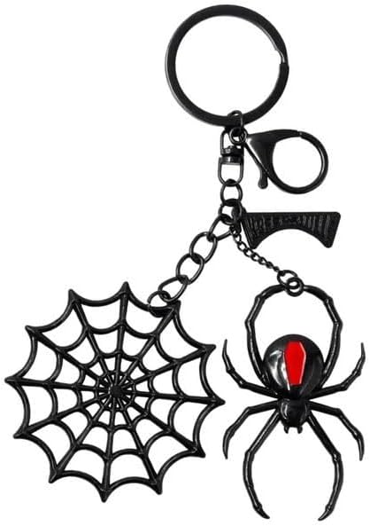 Kreepsville Black Widow Web Charm Keychain Gothic Spider Style for Bags & Keys