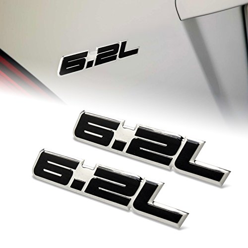 EPARTS 5.0L 6.0L 6.2L 7.3L Engine 2PCS Aluminum Decorative Adhesive Emblem Decal Car Truck Side Door Fender Rear Trunk Emblem Logo Badge Decals, Automotive Decoration Accessories 6.2L, Black