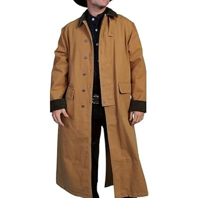 Yolo Jackets Mens Old Cowboy Full Length Western Duster Long Cotton Coat for Men