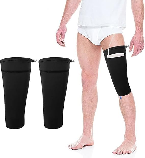 Catheter Leg Bag Holder, Fabric Catheter Sleeves Urine Leg Bag Holder - Adjustable Urinary Drainage Bag Stay in Place Urine Bags,M
