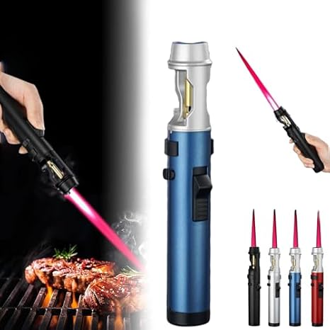 Camping Outdoor Windproof Straight Flame Lighter, 2025 New Windproof Straight Flame Lighter (Blue)