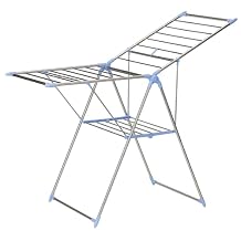 Household Essentials Collapsible Adjustable Gullwing Metal Clothes Drying Rack, Grey