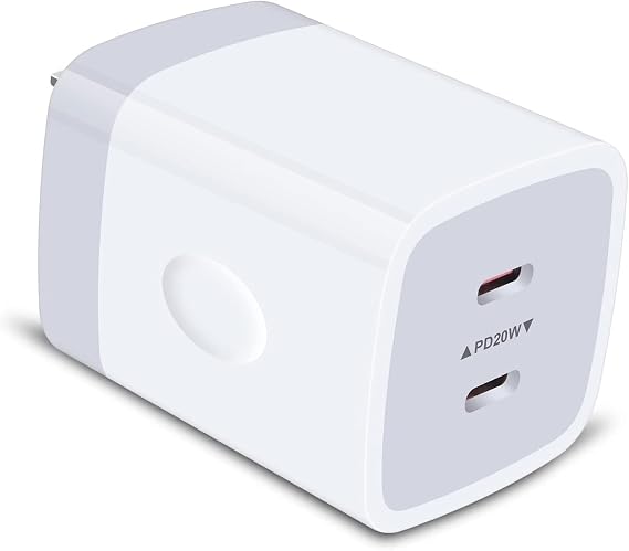 Rapid Charger, Type C USB Charger, 40W, 2 Ports Type C x 2, iPhone 16 Charger, Type C Outlet Supports PD3.0 / Gan/PSE Certified iPhone 16 15 14 13 12 11 X 8 Series / iPad / Macbook Air / Surface /