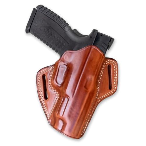 Premium The Ultimate Leather OWB Pancake Holster Open Top Fits XDM 94045 Full Size 4.5 BBL, Right Hand Draw, Brown Color #1336#