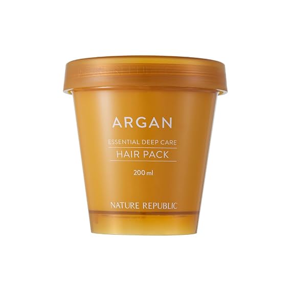 Nature Republic Argan Essential Deep Care Hair Pack | Deep Conditioning Treatment for Dry, Damaged & Brittle Hair, Moisturizing Care (200 ml / 6.76 fl oz)