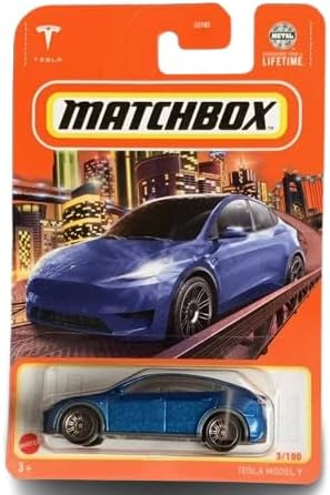Matchbox Tesla Model Y 1:64 Scale Die-Cast Car, Blue, 3/100
