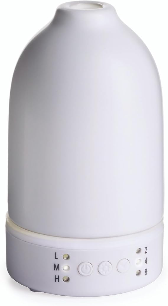 Airome Nebulizer Essential Oil Diffuser|Waterless and No Heat Aromatherapy Diffuser, White LED Light, Intermittent & Continual Mist, Timer and Auto Shut-Off, Snow