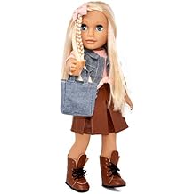Gift Boutique 18 Inch Girl Doll, Fashion Doll with Fine Blonde Long Hair for Styling, Blue Eyes, Leather Boots, Denim Jacket Hair Bow Handbag, Clothes and Accessories Princess Doll for Kids