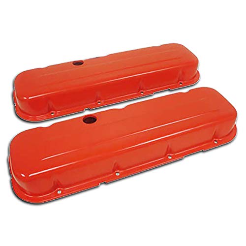 Cobra-Tek Fits 1965-21 Chevy BB Big Block 396-427-454-502 Short Steel Valve Covers Orange