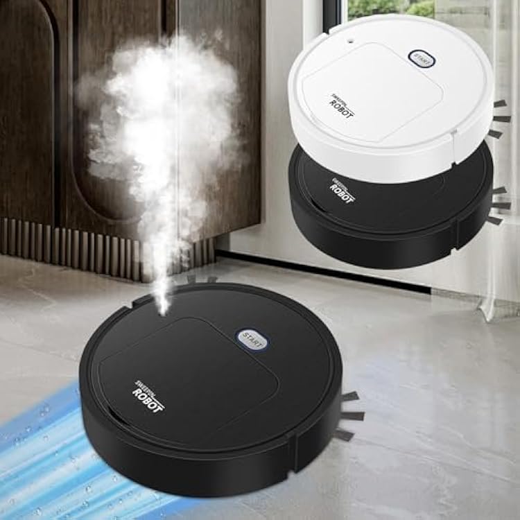 Robot Vacuum Cleaner,Strong Suction Slim Robot Vacuum Cleaner,Low Noise Smart Vacuum Robot,Intelligent Sweeping Robot with Spray Humidification for Hard Floor,Flat Ground,Wooden Floor Black