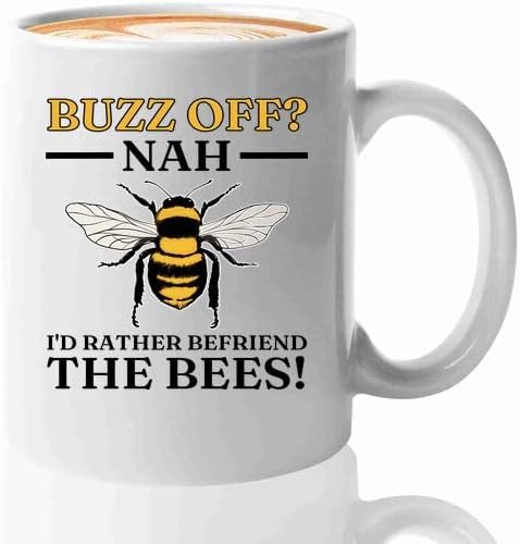 Beekeeper Coffee Mug 11oz White -Buzz off - Honey Farmers Server Beehive Bee Lover Beekeper Gift Apriarist