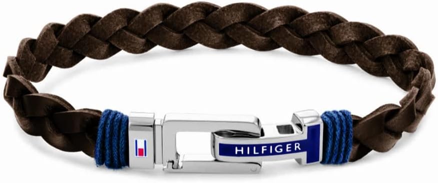 Tommy Hilfiger Men's Jewelry Flat Braided Leather Bracelet