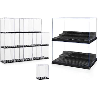 15  2 Minifigure Display Cases Fits for Lego Mini Figures, Minifigure Storage Cases, 3 Steps Base, Holds About 35~55 Minifigures, Acrylic Clear Display Cases for Minifigures