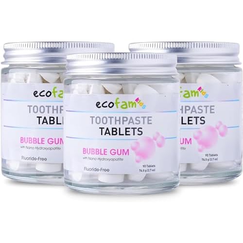 Toothpaste Tablets Bubblegum | Nano Hydroxyapatite Toothpaste Tablets Chewable | Fluoride Free l 90 Tabs
