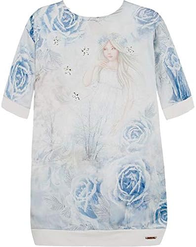 Tween Girls 8-18 Embellished Novelty Print Knit Dress, Sky,8