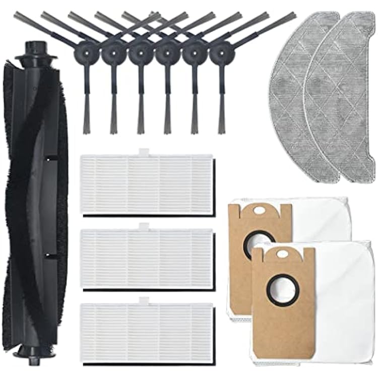 Chuancheng Accessories Parts for VIOMI S9 Robot Vacuum Cleaner, Include 1 Main Brush, 6 Side Brush, 3 Filter, 2 Mop Cloth, 2 Dust Bag