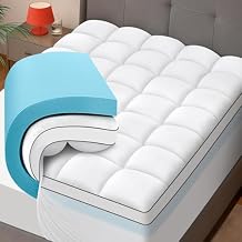 Dual Layer 4 Inch Memory Foam Mattress Topper Full Size - 2 Inch Cooling Gel Memory Foam Plus 2 Inch Pillow Top Thick Mattress Pad - Pressure-Relieving Comfort