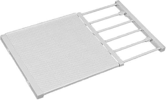 JONASHER Extendable Closet Shelf Tension Rod Adjustable Clothes Hanger DIY Cabinet Storage Holder Wardrobe Organizer Dividers Shoe Rack 16.54'' Width for Bathroom Kitchen Bookshelf - White
