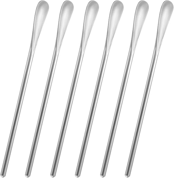 6-Pack 6.2" / 15.8cm 304 Stainless Steel Long Handle Stirring & Mixing Spoon Reusable Bar Tool for Coffee, Tea, Iced Drinks & Cocktails
