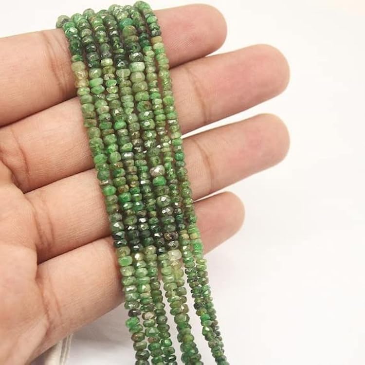 Beads Gemstone Shaded Green Garnet Tsavorite Faceted Gemstone Micro Rondelle Loose Craft Beads Strand 13 Inch Long 3mm Code-HIGH-26992