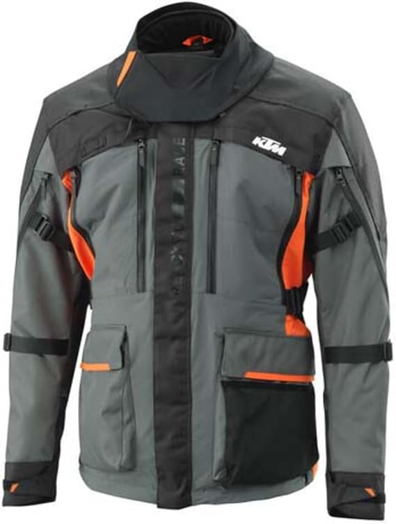KTM Terra Adventure Pro Jacket, Motorcycle Riding Jacket, Gray and Orange, Multi-Pocket Design