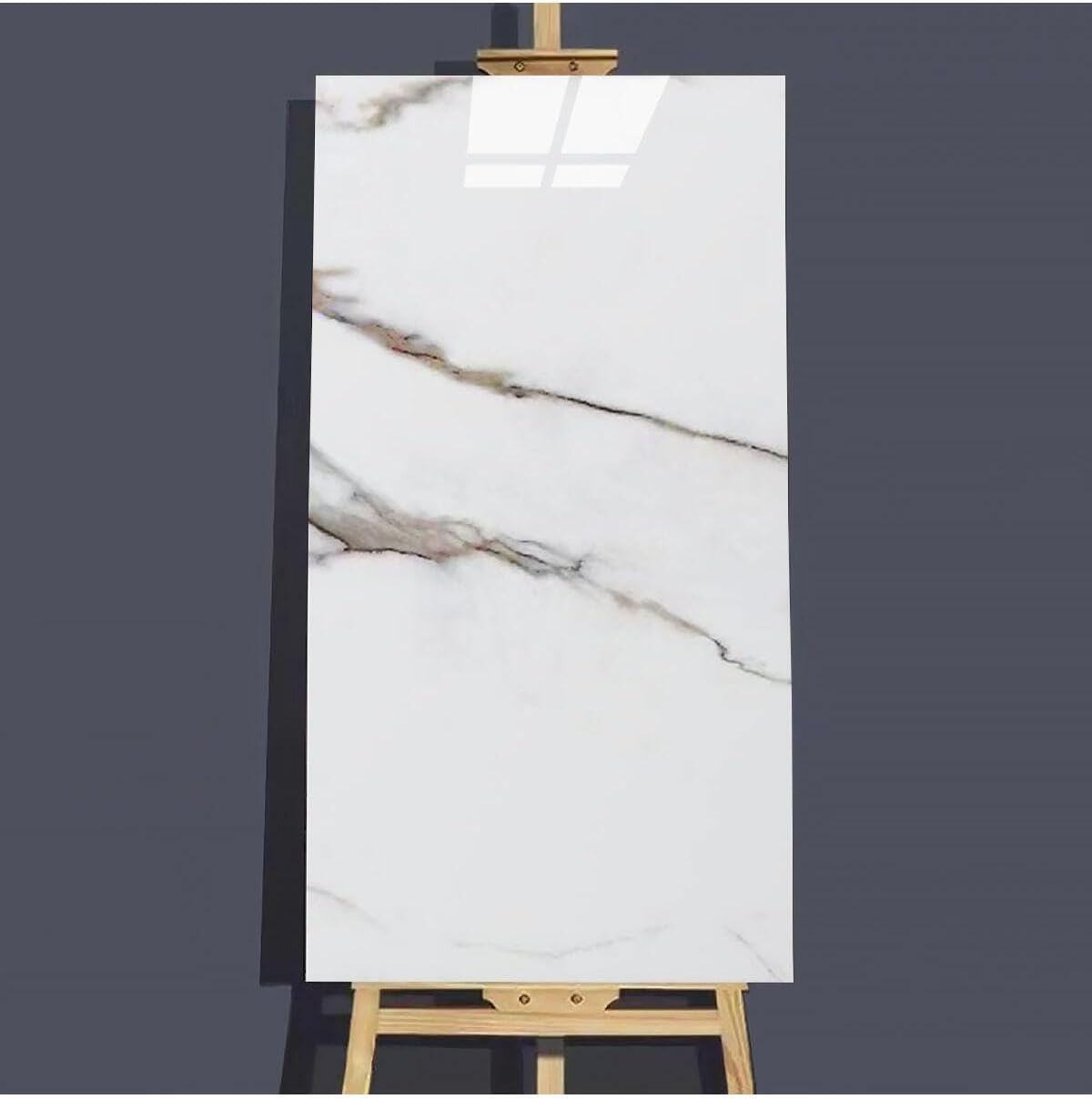 UKAB DEKOR Kendinden Yapışkanlı Esnek Köpük Beyaz Pvc Mermer Panel 60x30 cm Banyo WC Mutfak Gri ve Altın Desenli Mermer 30 x 60