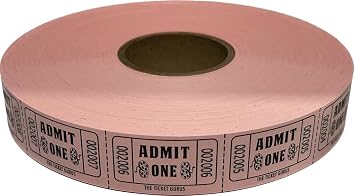 The Ticket Gurus 2000 Pink Admit One Single Roll Consecutively Numbered Raffle Tickets