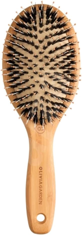 Olivia Garden Bamboo Touch Brush – Eco-conscious Detangle Combo Hair, Nylon and Boar Bristles - Size M, Wood
