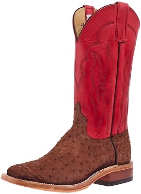 Anderson Bean Mens Ride Ready Kango Tobaco Suede Full Quill Ostrich Vamp 13in Red Waxy Kansas Top